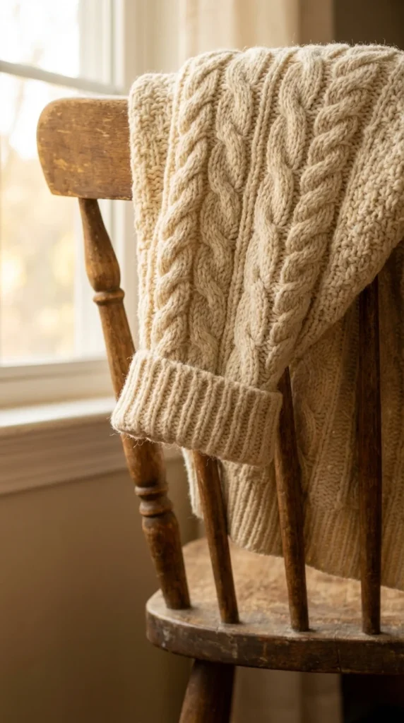 knit-look crochet fisherman sweater