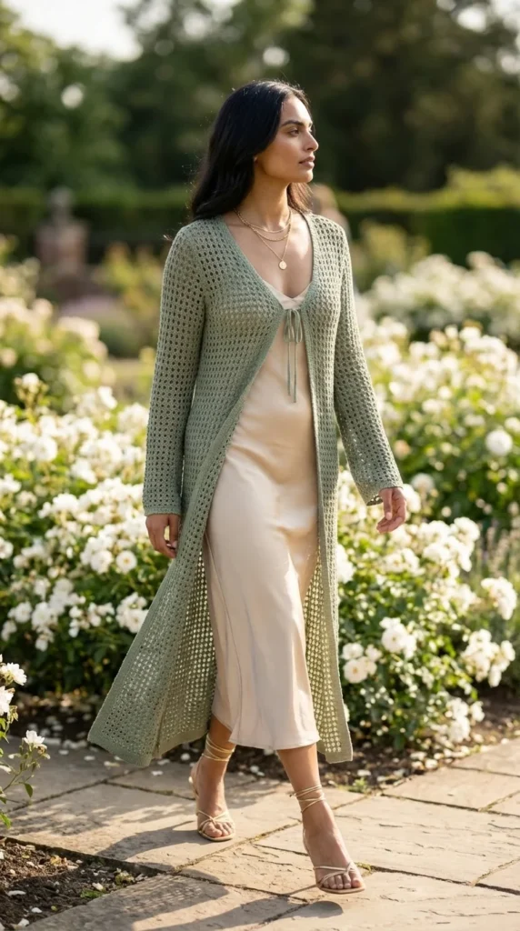 long crochet duster cardigan outfit