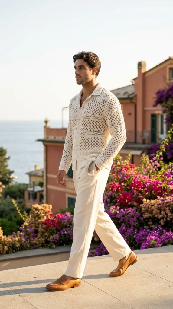 luxury handmade crochet shirt men