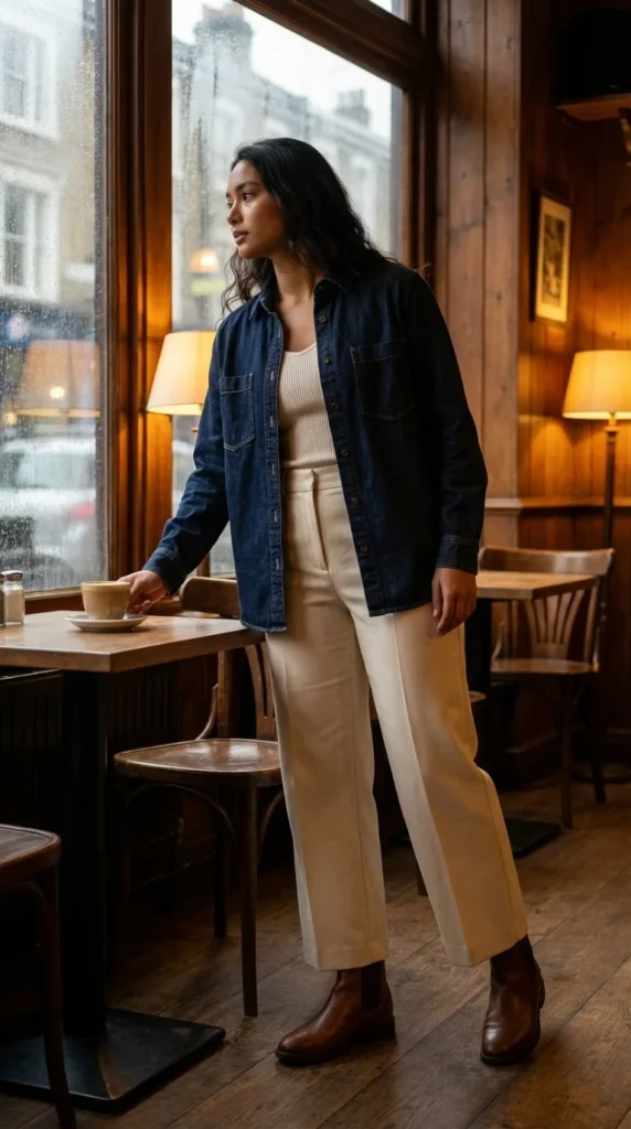 minimalist rain outfit spring denim