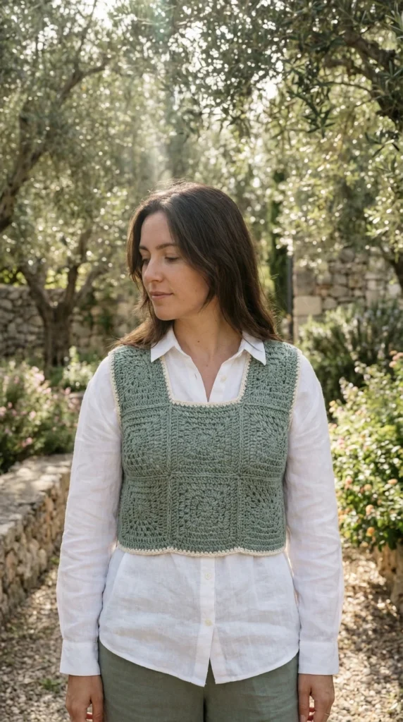 modular granny square crochet vest