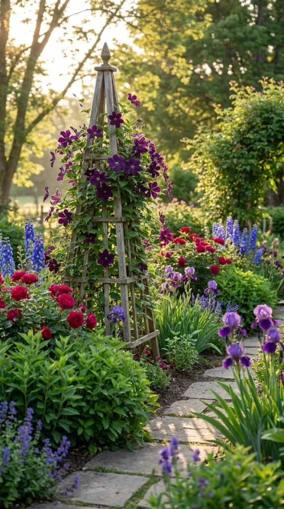 obelisk trellis flower garden