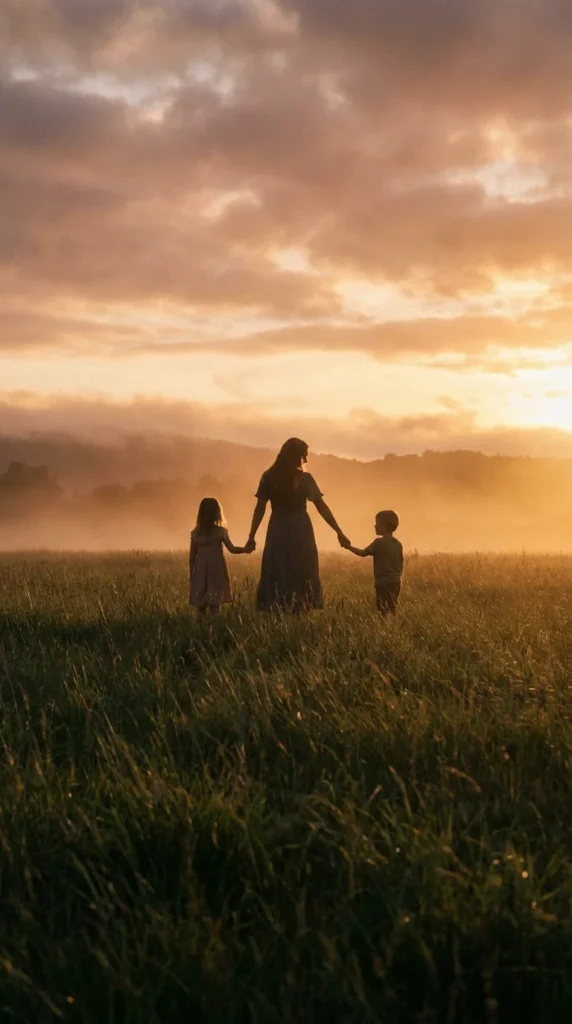 outdoor Mother's Day photoshoot silhouette sunset