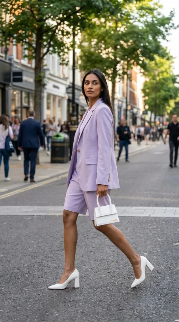 pastel shorts suit summer office women 2026