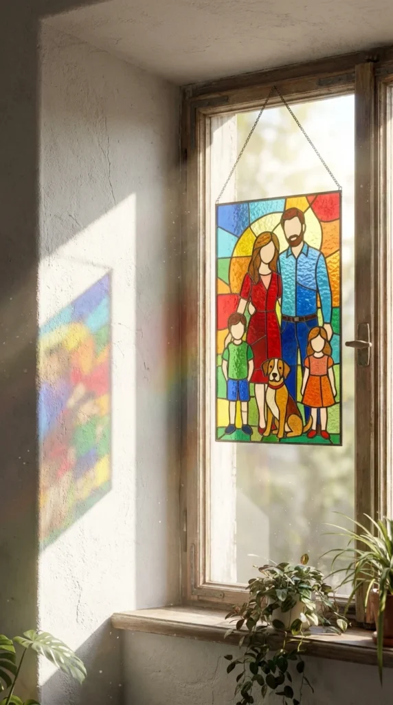 personalized family portrait sun catcher