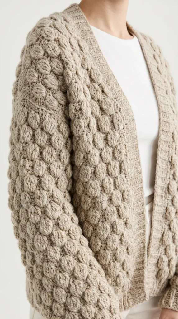 petal loop stitch crochet cardigan