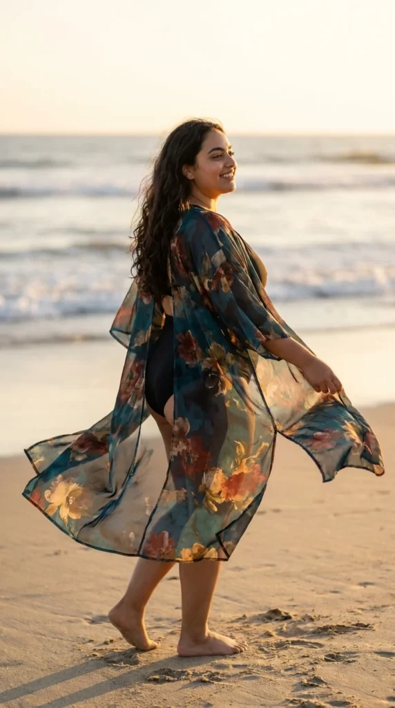 plus size kimono beach outfit boho