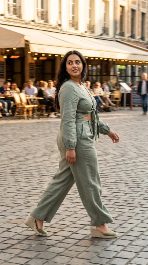 plus size linen co-ord summer vacation