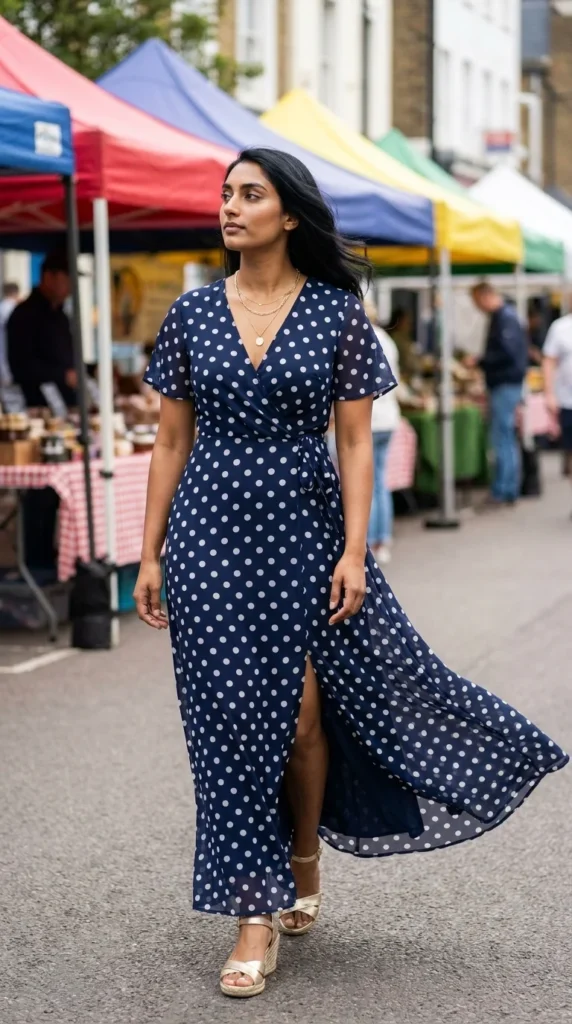 plus size polka dot maxi dress