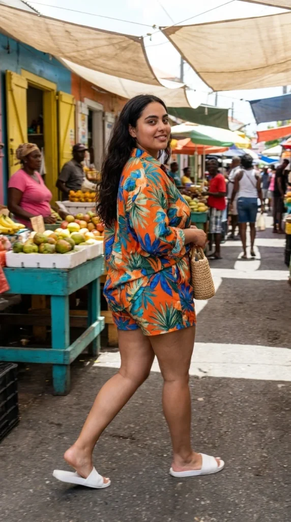 plus size tropical shorts co-ord outfit