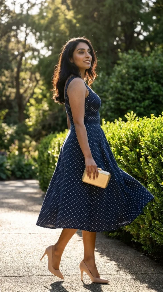 polka dot fit and flare dress