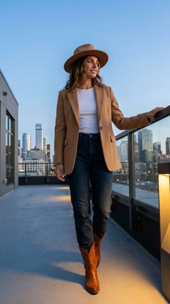 quiet luxury western blazer cowboy boots