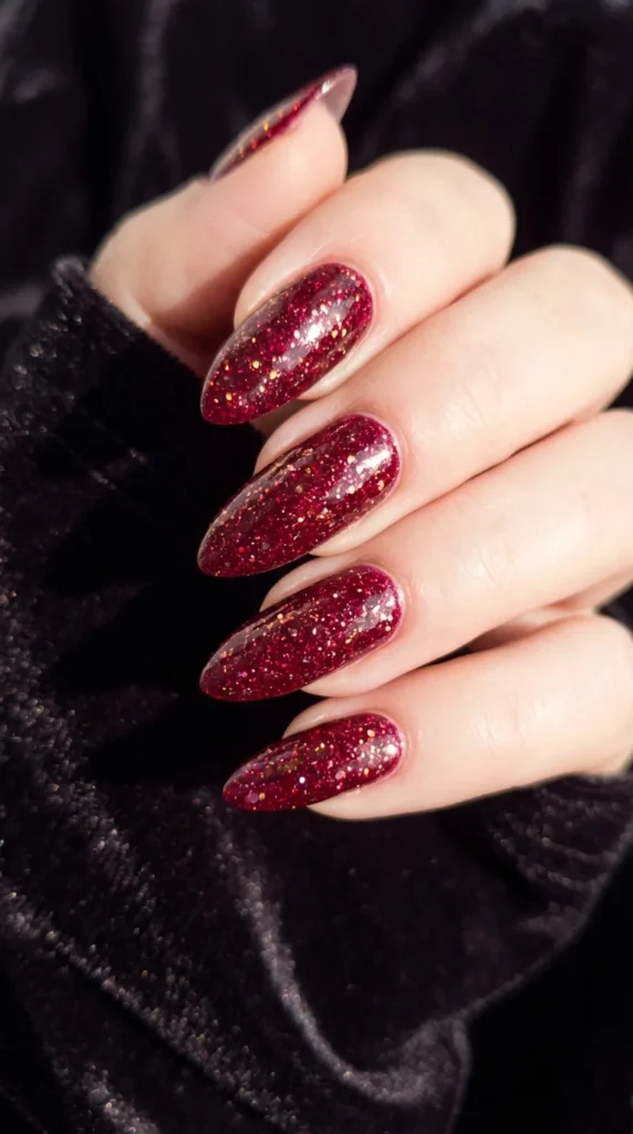 red glitter gel nails