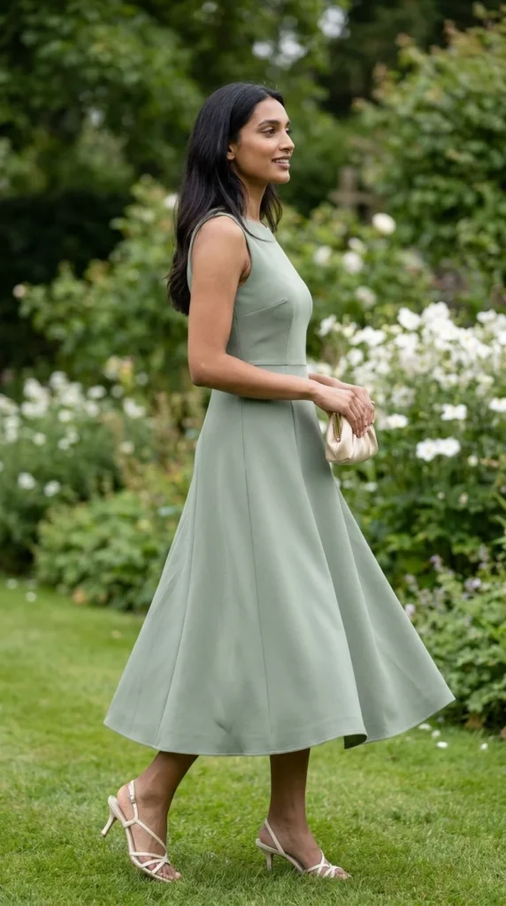 sage green A-line wedding dress