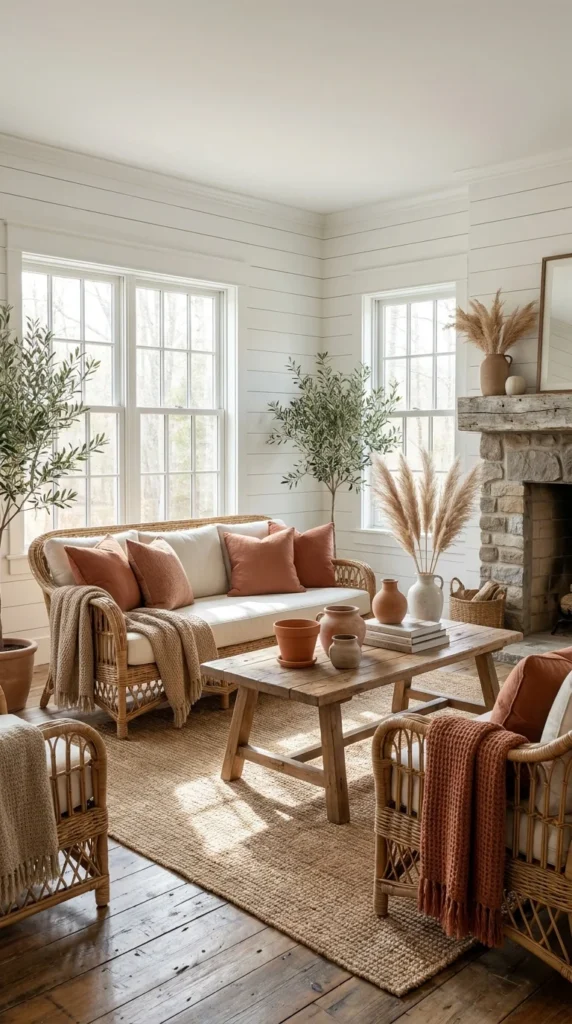 shiplap wainscoting farmhouse living room