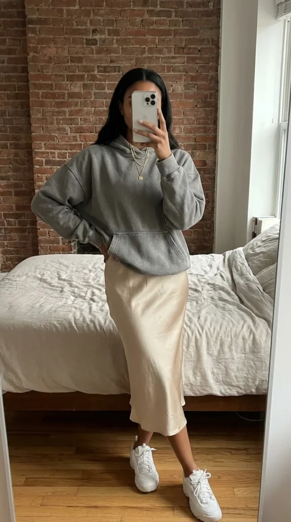 slip dress hoodie everyday baddie look