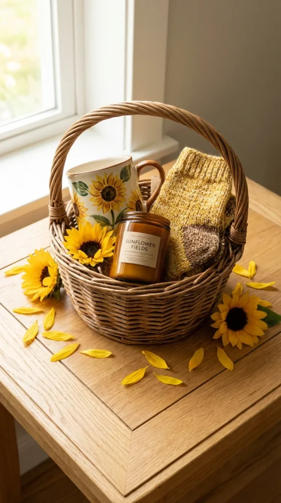 sunflower gift basket bestie