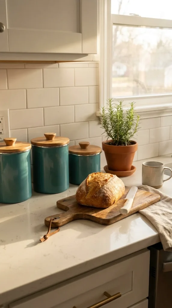teal kitchen decor accents counter