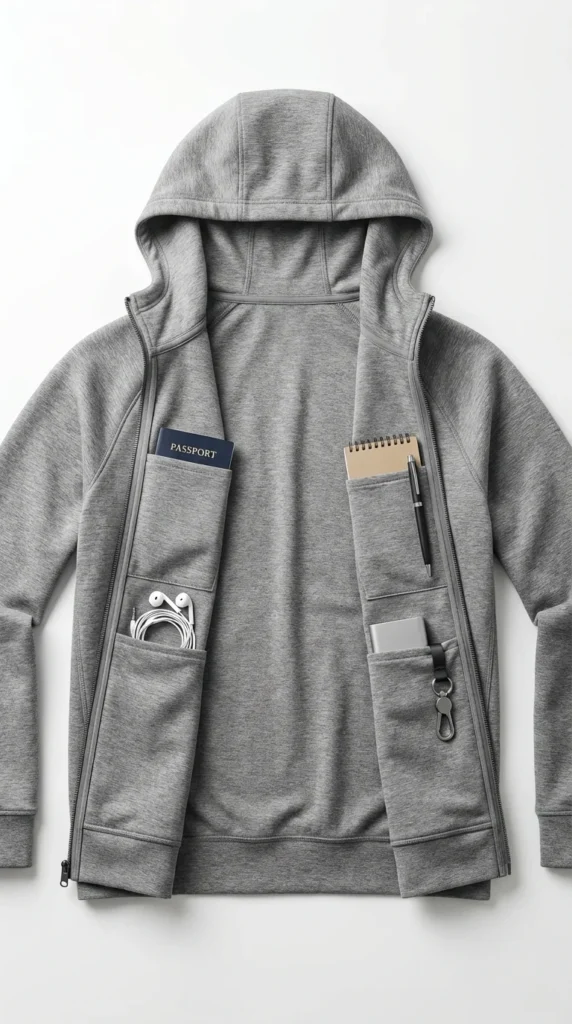 travel hoodie hidden pockets gift