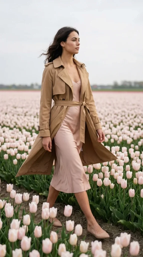 tulip festival outfit trench coat spring