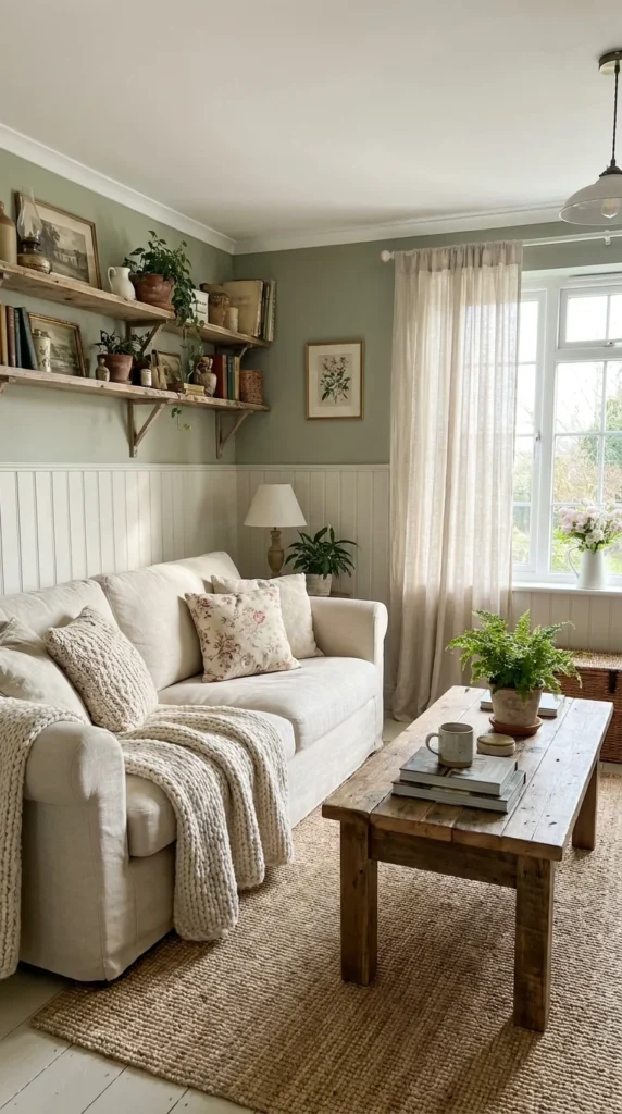 white beadboard wainscoting living room