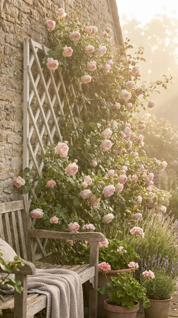 white lattice trellis garden