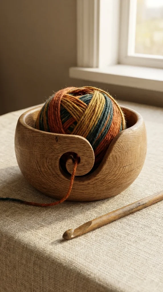 wooden yarn bowl gift