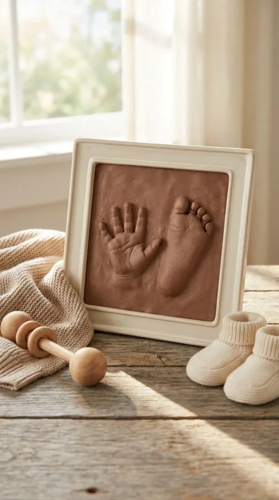 Baby footprint keepsake gender reveal gift