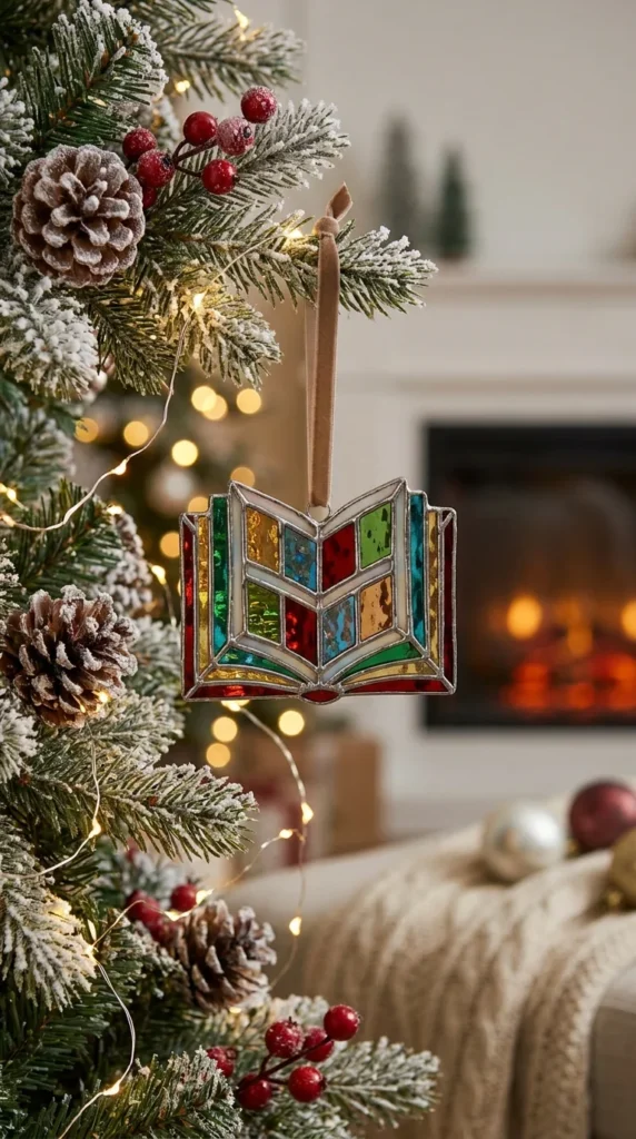 Book ornament Christmas reader gift