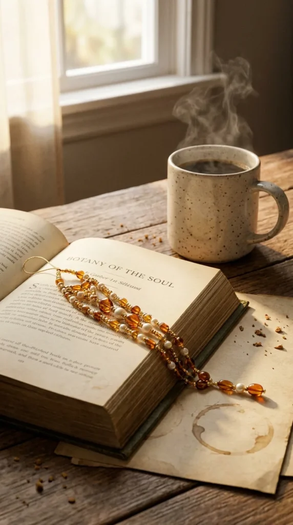 Bookish beaded bookmark gift