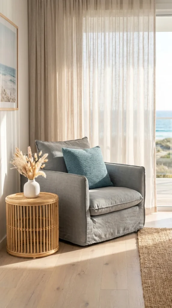 Coastal Grey and Blue Living Room