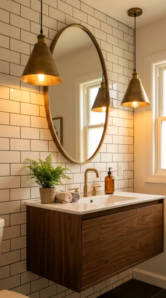 Cone sconce MCM bathroom