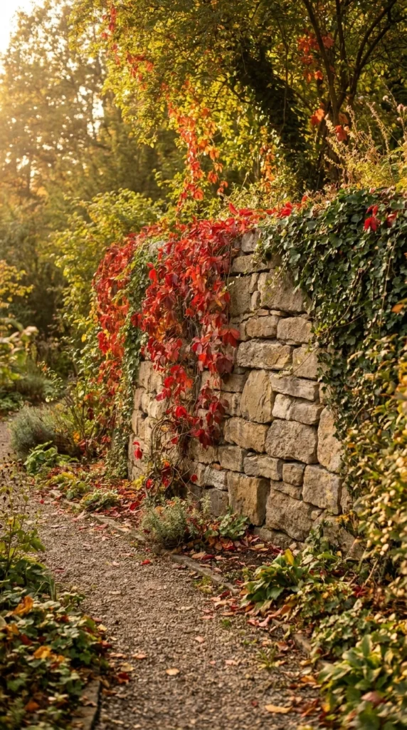 Creeper vine stone retaining wall