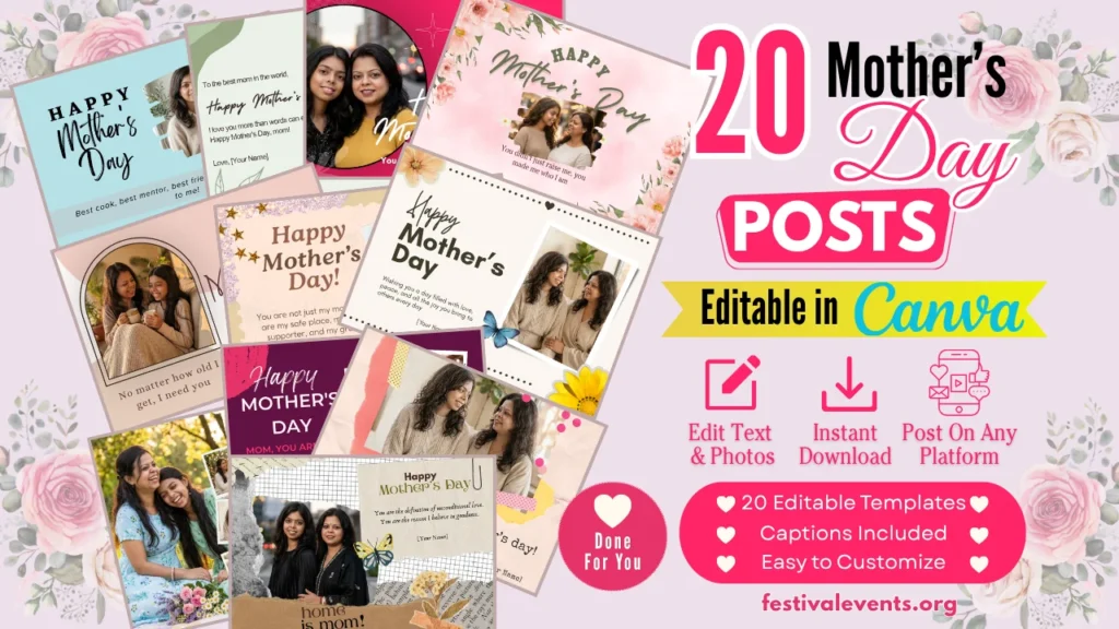 Done-For-You Mother’s Day Content Kit (20 Canva Templates + Captions)