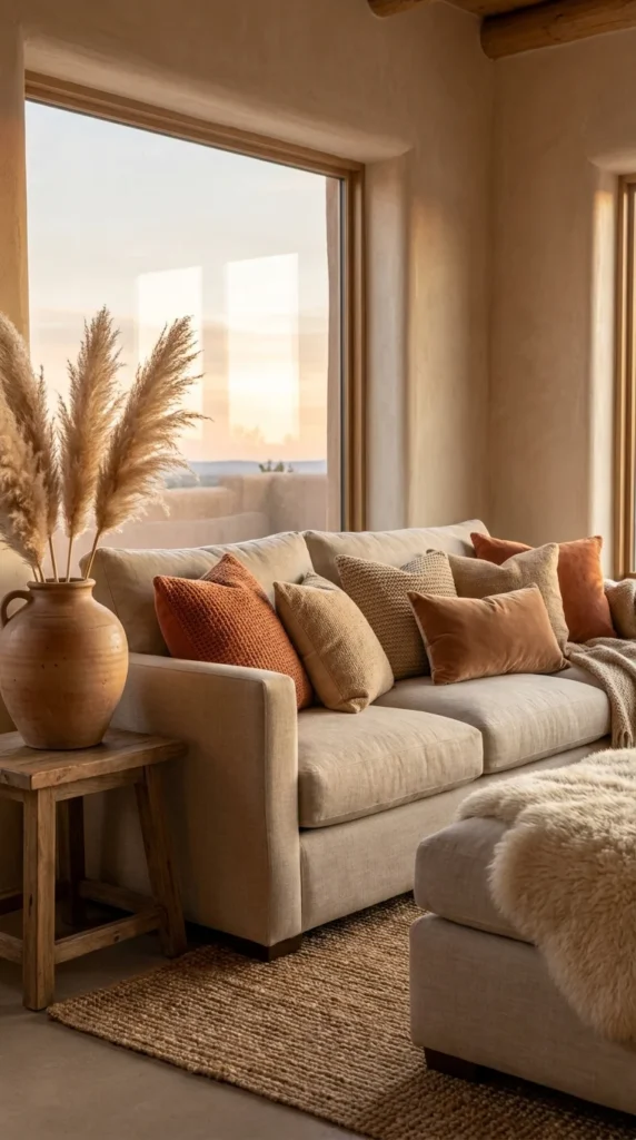 Earthy tones living room color palette