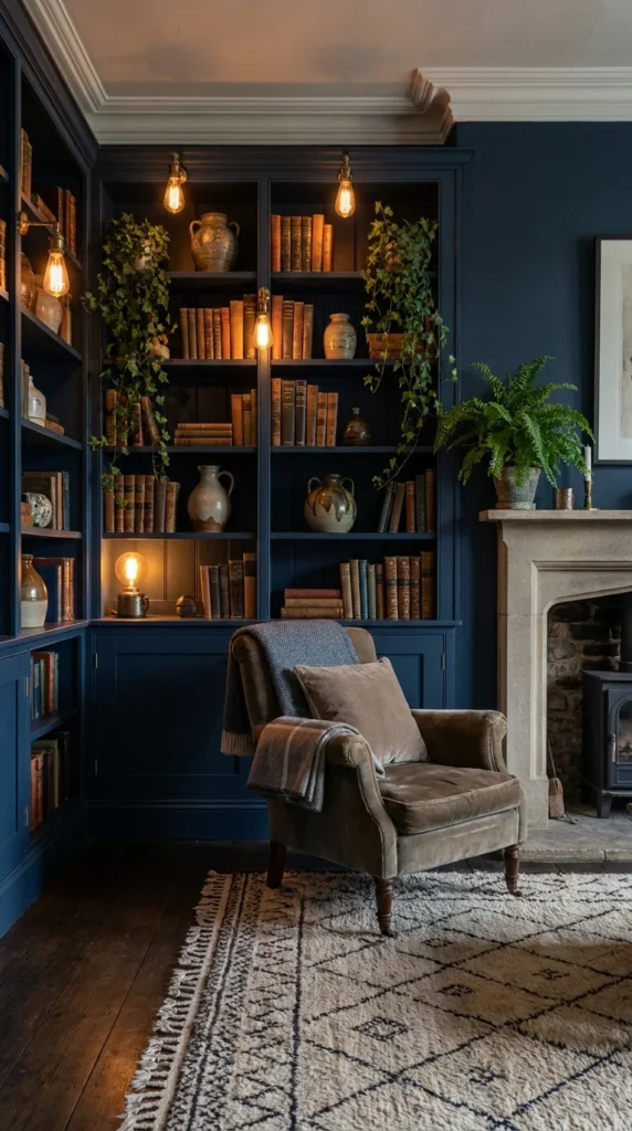 Floor-to-ceiling living room bookshelf