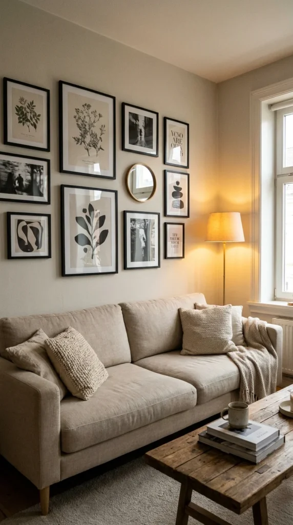 Gallery wall living room decor ideas