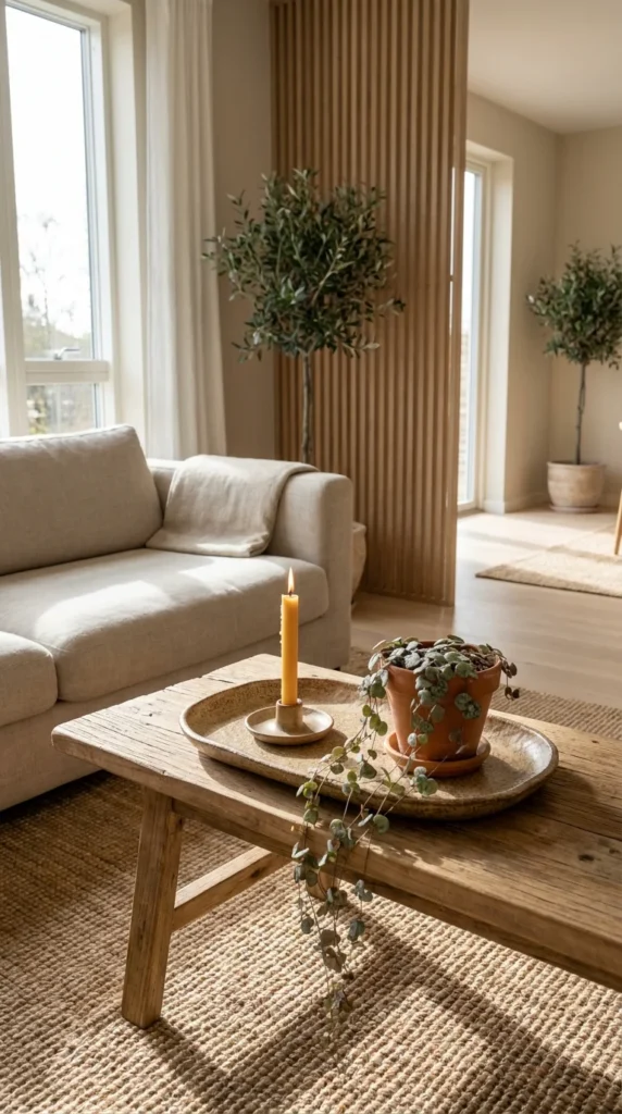 Japandi coffee table decor