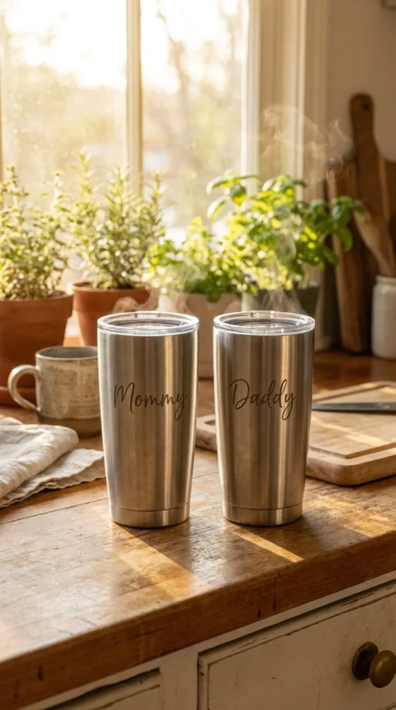 Mommy daddy tumbler gender reveal gift couple