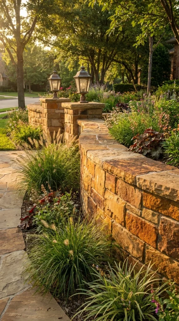 Sandstone garden wall front yard