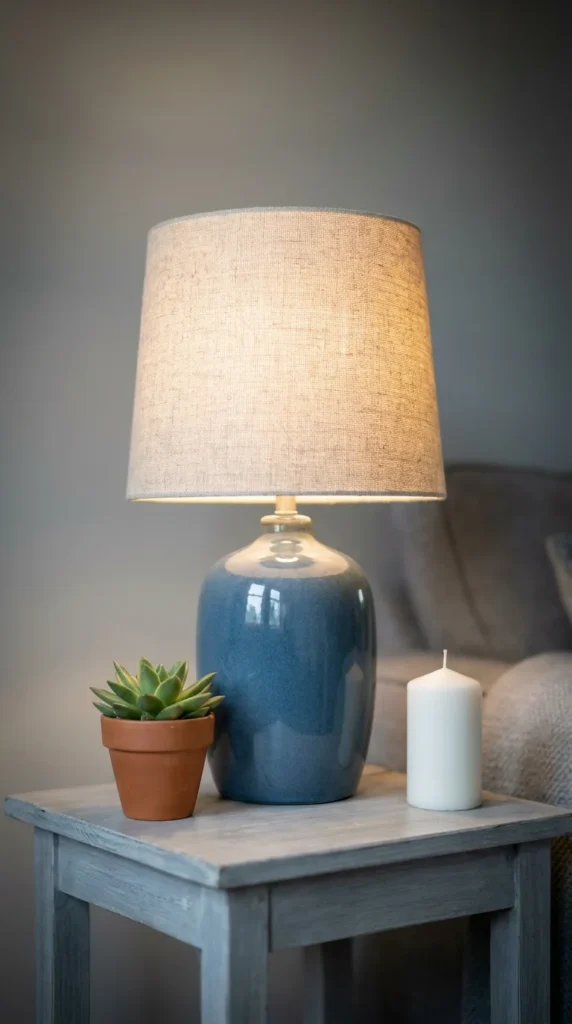 Steel Blue Ceramic Table Lamp