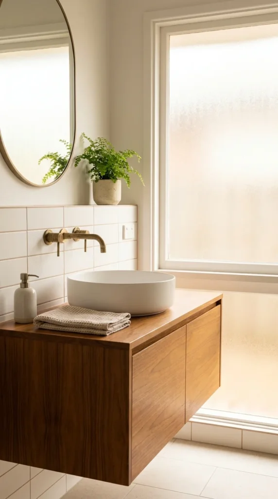 Vessel sink mid century vanity