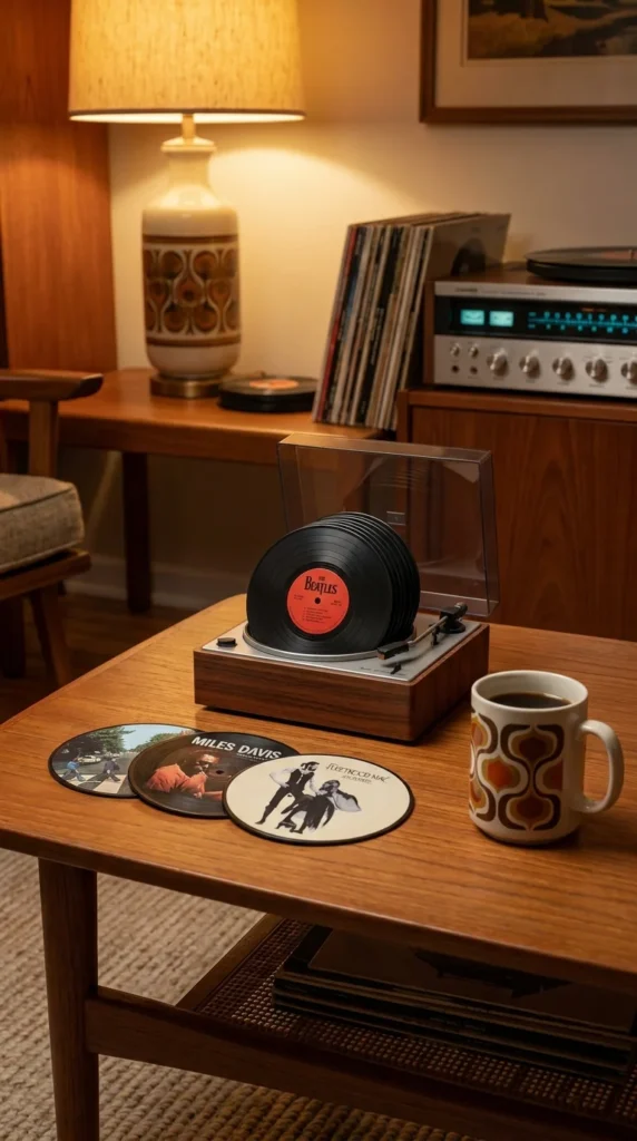 Vinyl record coaster music gift