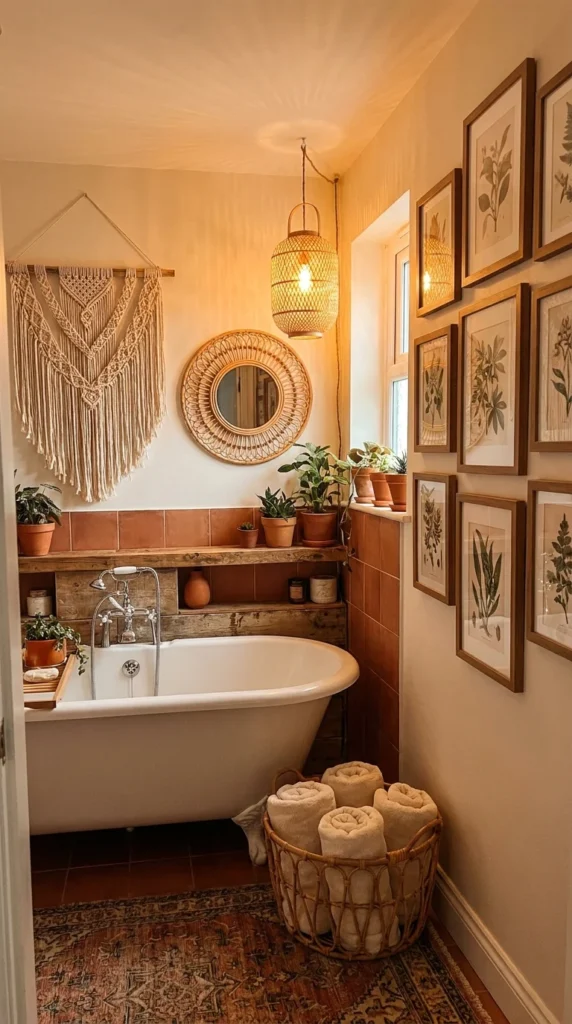 boho bathroom tub decor