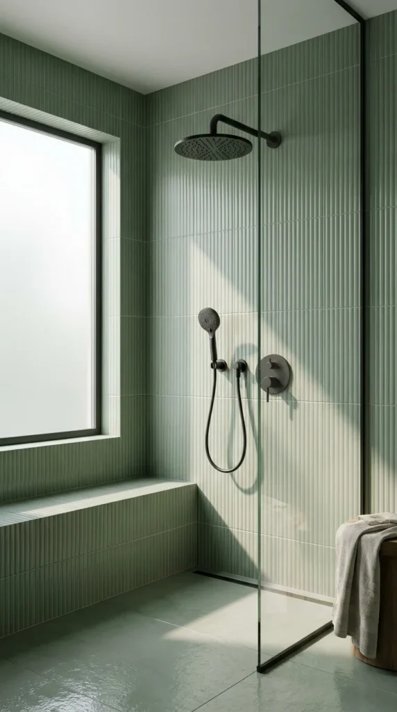 fluted tile shower walls