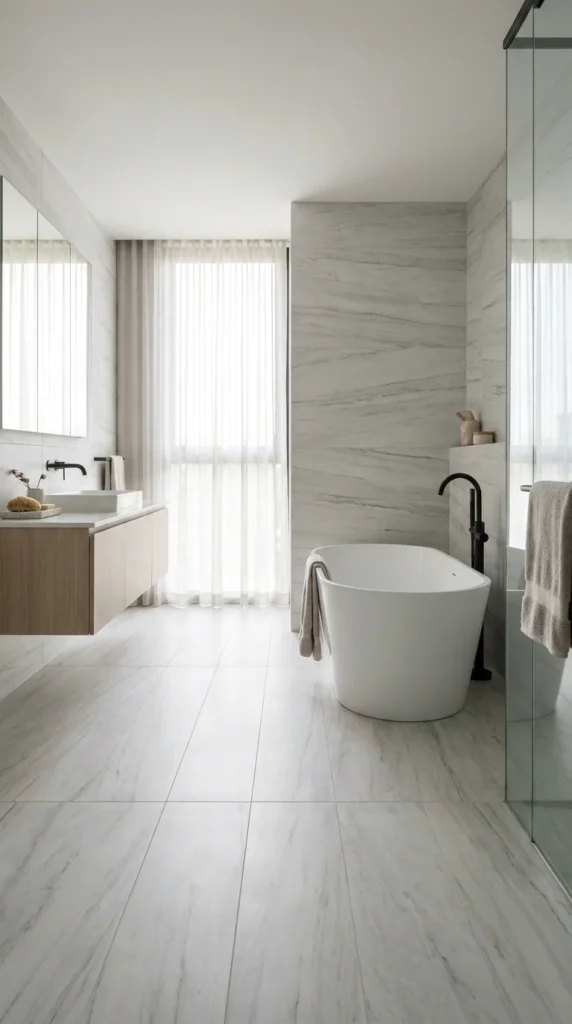 large format porcelain tile bathroom