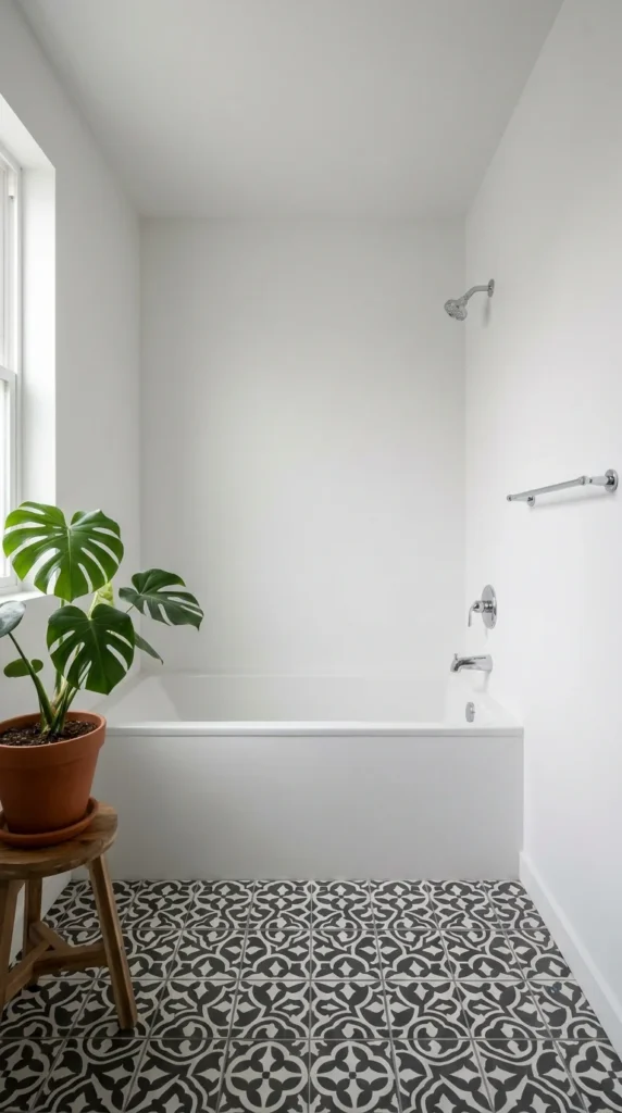 small bathroom statement floor tile
