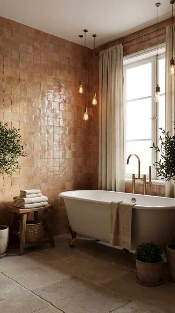 zellige tile bathroom wall