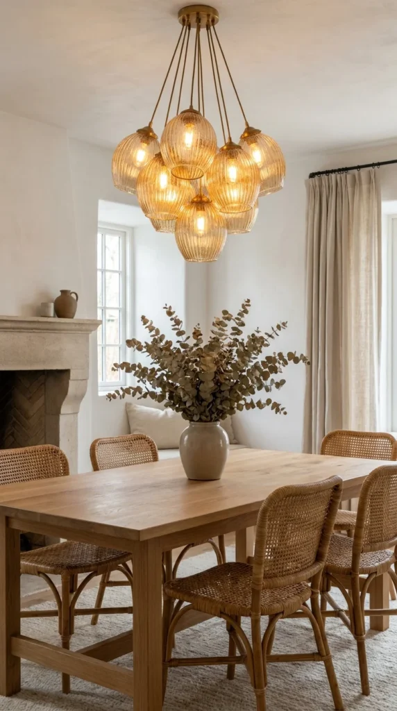 Artisan glass pendant dining room