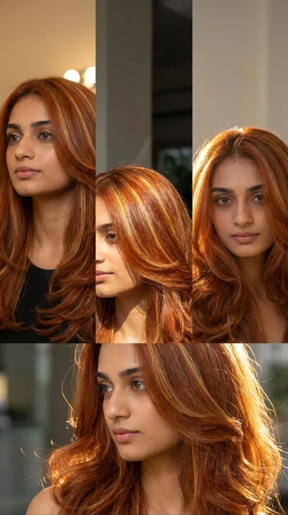Copper layered peekaboo highlights